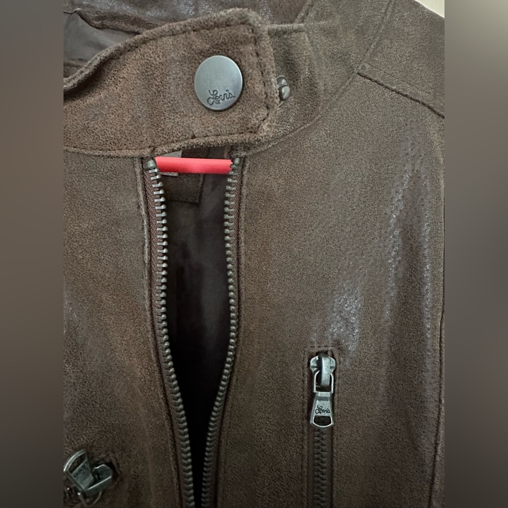 Levi’s Brown Suede Leather Moto Jacket Women Size XXL - Picture 5 of 10